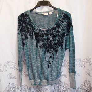 Miss me “tidye” beaded flower shirt unique